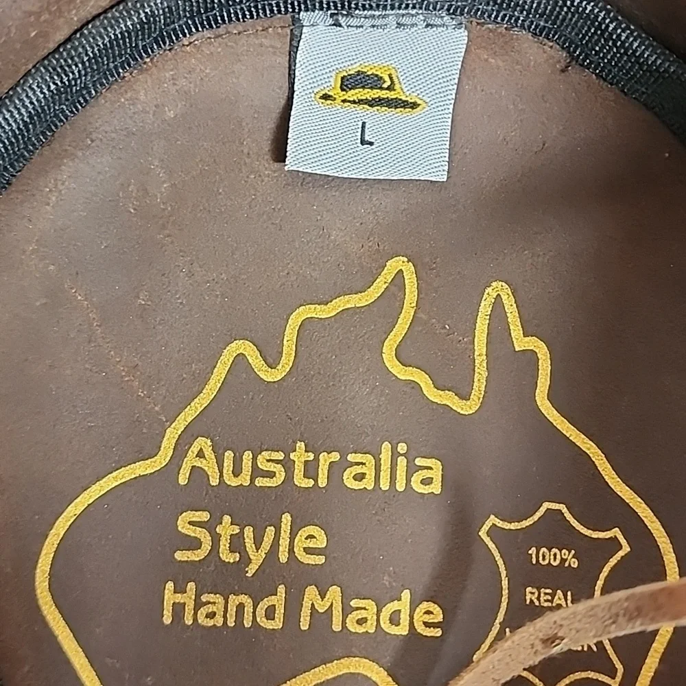 Distressed Australia Style Handmade 100% Real Leather Cowboy Western Hat Sz L